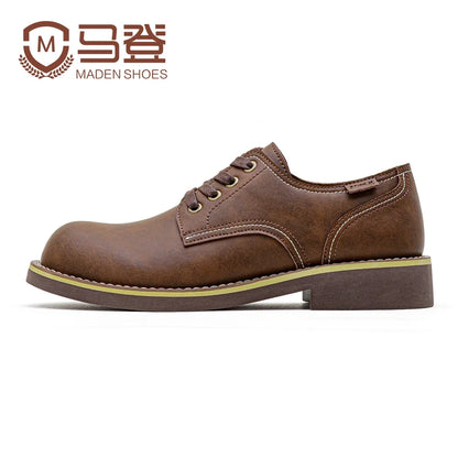Stivali da lavoro a basso taglio di Maden Stivali rotondi per cavalli pazzi di cuoio artigianato scarpe in pelle autunnale in pelle vintage stivali da streetwear