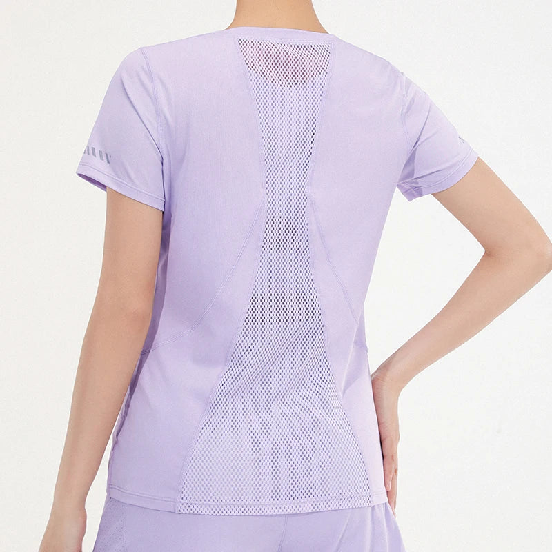 Yoga T-Shirts Women Short Sleeve Quick Dry Breathable Workout Running Sportswear Tees Fitness Gym Clothing Camiseta Mujer