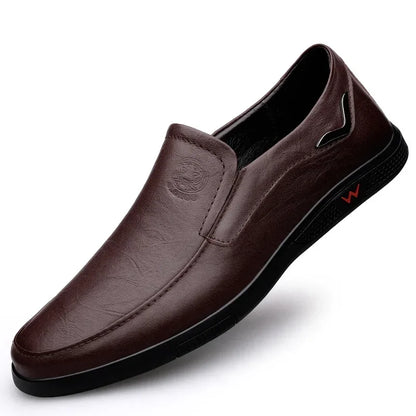 Handmade Men's Shoes Business Leather Shoes Rubber Sole Loafers Slip on Male Casual Shoes Work Office Shoe Black Flat Dress Shoe
