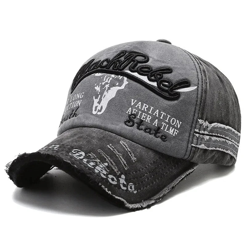 Cargador de algodón de algodón unisex letra bordado de béisbol gaca de béisbol patrón de cabeza de vaca