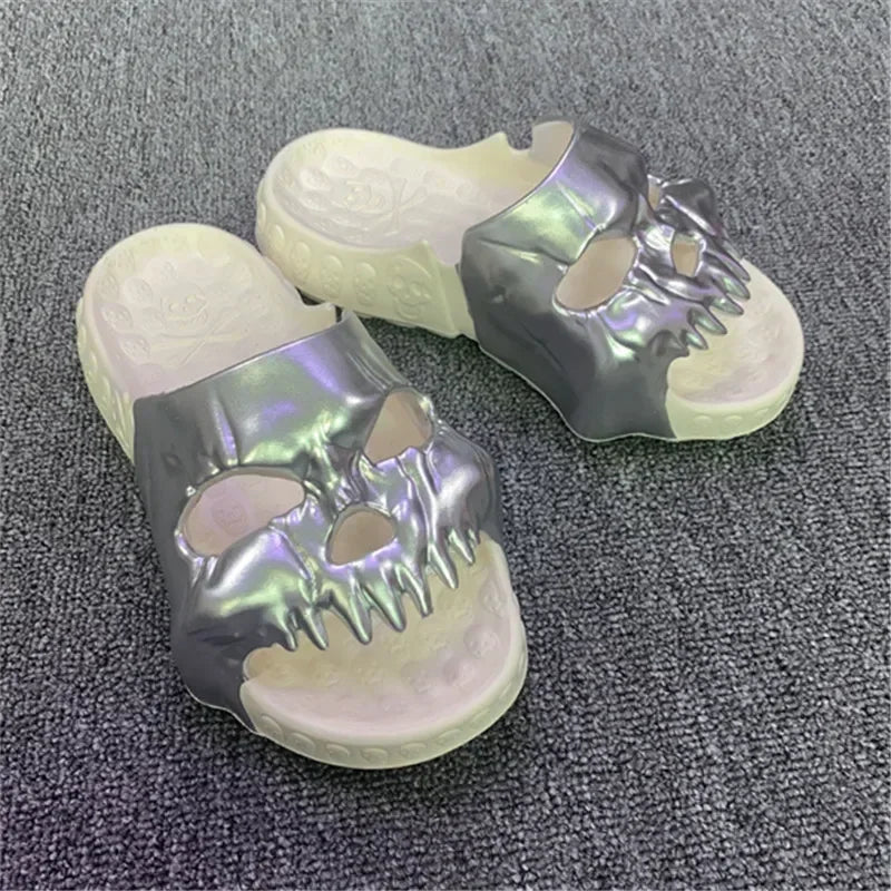 Skull Slipper Demon Y2k Platform Cloud Summer Beach Sandal Slides Flip Flop Men Male Non Slip Indoor Outdoor Soft Shoe Home 2025