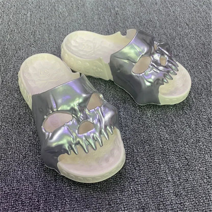 Skull Slipper Demon Y2k Platform Cloud Summer Beach Sandal Slides Flip Flop Men Male Non Slip Indoor Outdoor Soft Shoe Home 2025