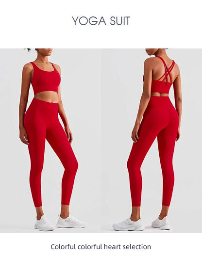 2 Piece Yoga Clothes Women's Tracksuit Athletic Wear Pilates Fitness Suit Gym Workout Push Up Clothes Sports Leggings Suit👖👖