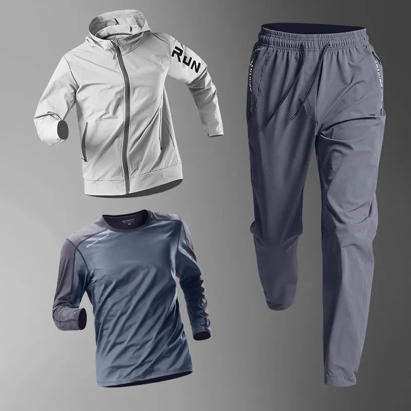 Costum sportiv de primăvară pentru bărbați alergare de fitness de fitness de dimineață alergare în aer liber sport rapid uscare rapidă pentru ciclism, haine pentru jacheta de antrenament pentru ciclism