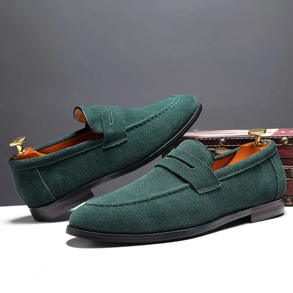 Scarpe casual maschile in pelle scamosciata in pelle autentica da uomo in pelle slip-on leggero comodi moca
