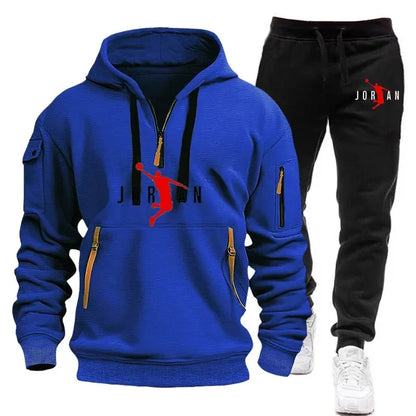 2025 Autumn and winter new trend men's blazer + Tracksuit pants Fashion casual jogging print sportswear outdoor sportswear