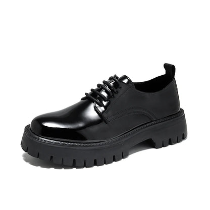 Men Black High Sole Platform Casual lederen schoenen Man Japan Harajuku Koreaanse streetwear Fashion Business Wedding Lederen schoenen