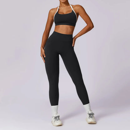 Women Tracksuit Yoga Set 2PCS Sport Suit GymWorkout Clothes Long Sleeve Gym Crop Top High Waist Leggings Fitness Bra Sports Wear