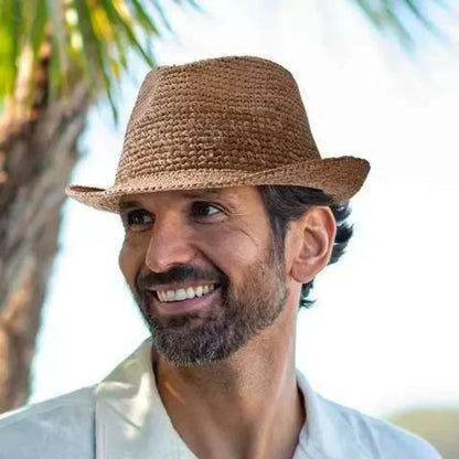 Uusi luonnollinen raffia jazz aurinko hatut miehet ja naisten kesäoppa