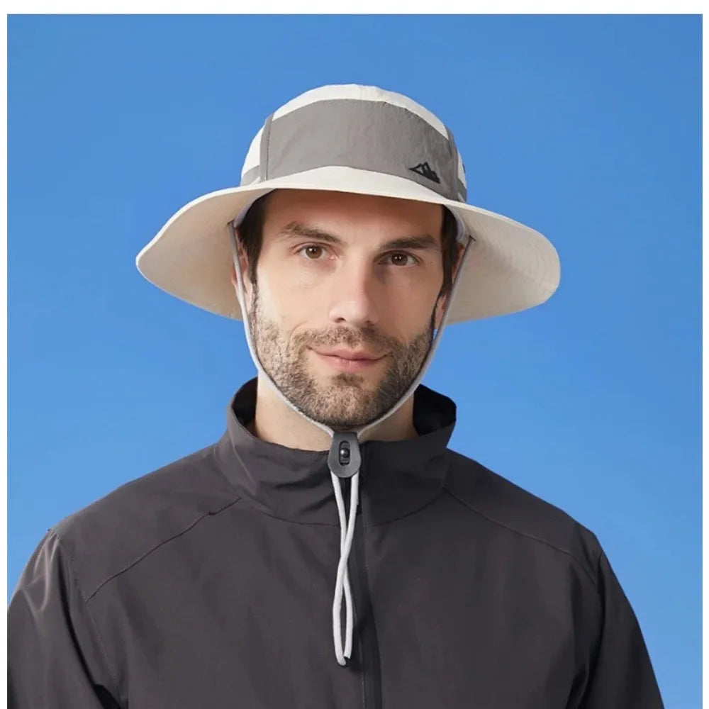 Big Brim Color Blocking Outdoor Sunscreen Mountaineering Cap  Waterproof Fisherman's Hat Men's Riding UV Sun Hat Camping