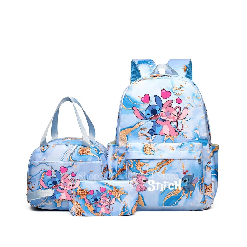 3Pcs Disney Lilo & Stitch Backpack for Girl Student Teenager Anime Print Children Rucksack Birthday Gift Women Casual School Bag