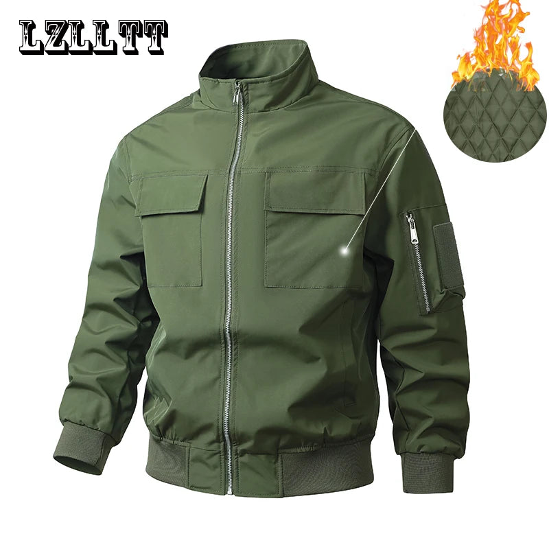 Winter Men Bomber Jackes Coat Hombres Autumn Warm Windbreaker Jackets Hombre Fashion Fashion Outdoor Chop Cause Chaqueta delgada Lzlltt