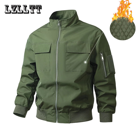 Winter Men Bomber Jackes Coat Mens Autumn Warm Windbreaker Jackets Man Outdoor Fashion Casual Coat Stand Slim Jacket Male LZLLTT