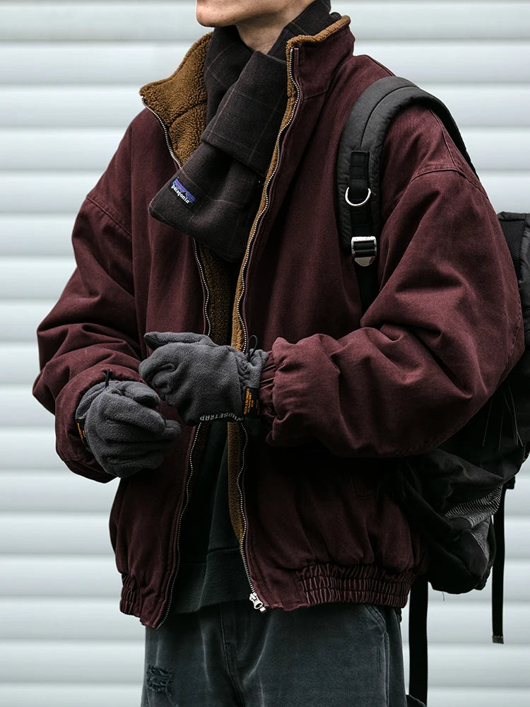 Chaqueta de vellón polar vintage japonesa hombres invierno chaqueta gruesa de alta calidad