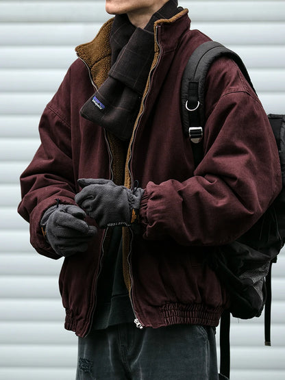 Chaqueta de vellón polar vintage japonesa hombres invierno chaqueta gruesa de alta calidad