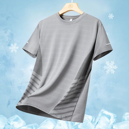Running T-Shirt Männer Sommereis Seide dünne Top reflektierender Druck schnell trockener kurzarm atmungsaktueller Fitness Sport T-Shirt 5xl