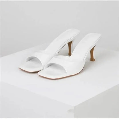 NewHigh Heels Women's Slippers Elegant Casual Square Toe Slippers Summer Shoes Zapatos De Mujer Women's Designer Sandals 35-42