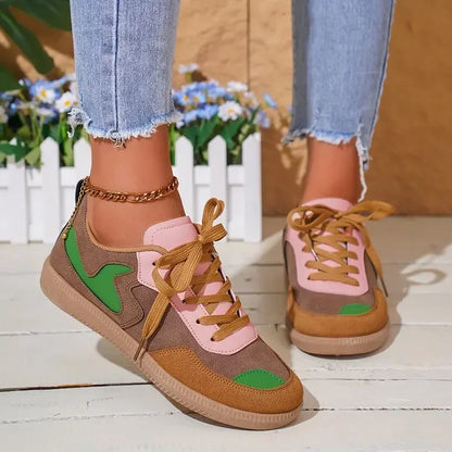 Sneakers Women Fashion Platform Casual Single Shoes Breathable Flat Bottom Lace Up Lightweight Sneakers Shoes Zapatos De Mujer