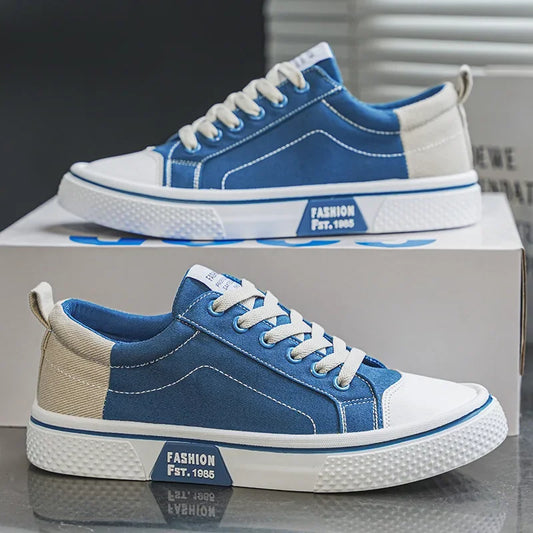 Men's New Sports and Casual Canvas Board Shoes Soft Soles Men's Trendy Lace Up Breathable Versatile Spring and Autumn Sneakers