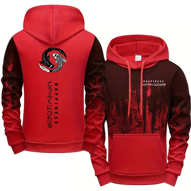 Japanische Mode -Herren -Tracksuit Hoodies Joggshose 2 Stück Set Herbst & Winter täglich lässige sportliche Jogging -Anzug Urban Trend Outfits