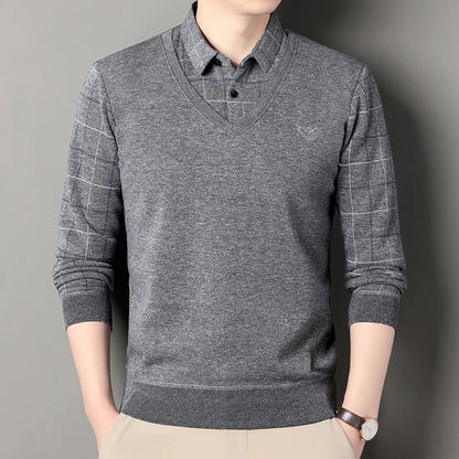 Suéter de punto de vellón macho suéter para hombres de otoño camiseta de invierno suéteres beige azul marino azul coreano top coreano