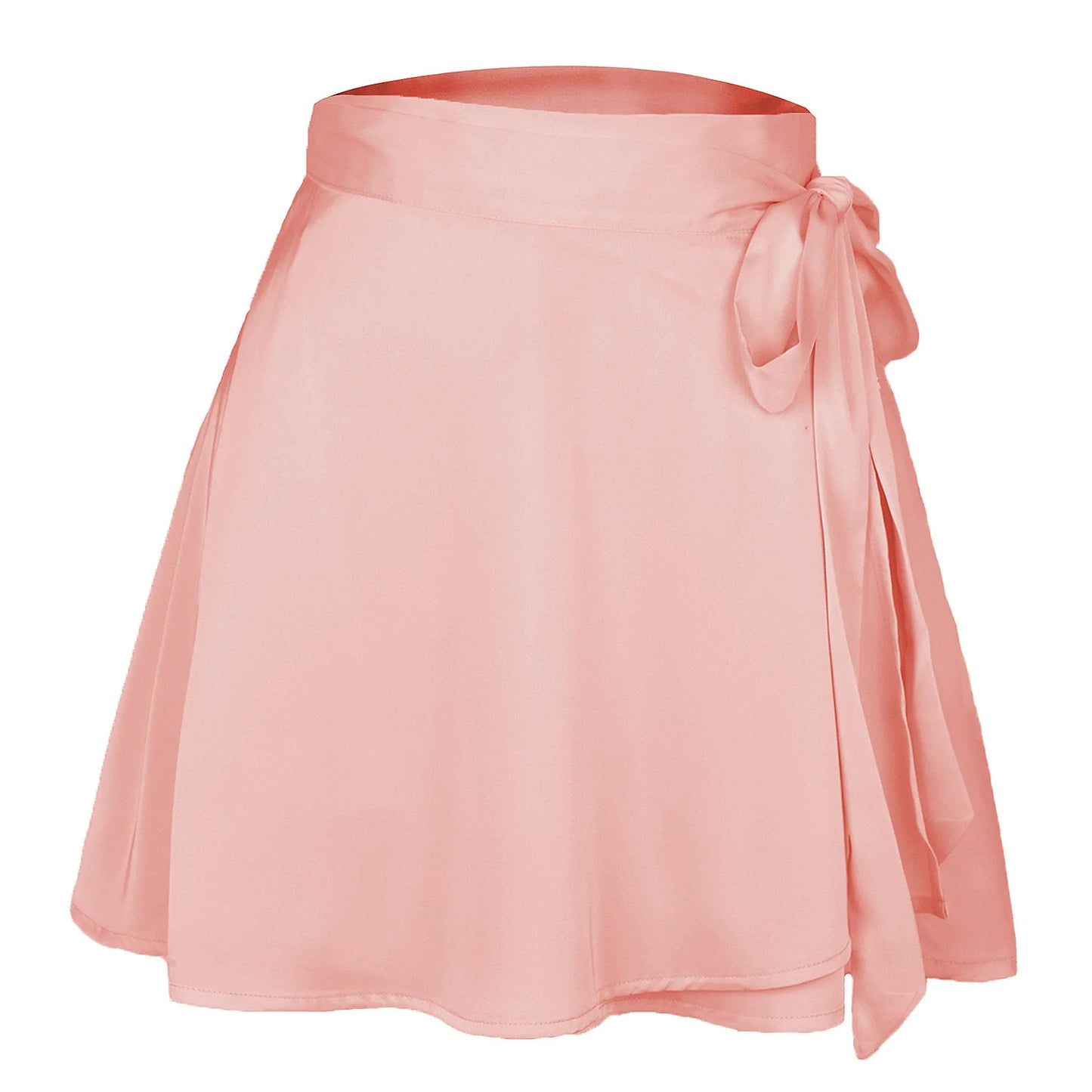 Wrap Green Satin Mini Skirt WomenRuffle Black Vintage Style Korean SilkPink Skirts Short Kawaii Lolita ClothingSummer Beach