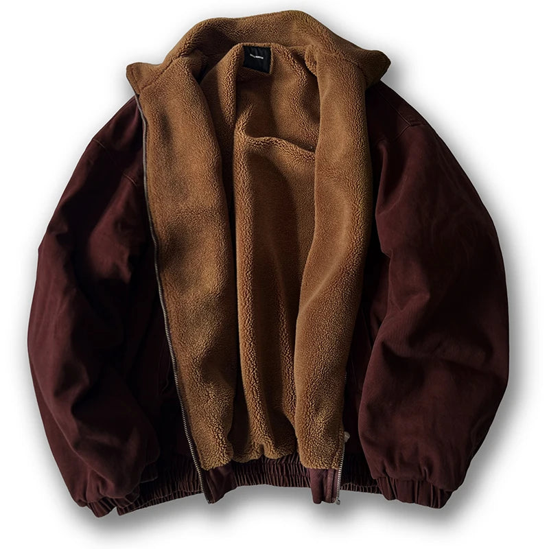 Chaqueta de vellón polar vintage japonesa hombres invierno chaqueta gruesa de alta calidad