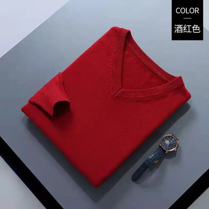 Cashmere Cotton Blend Classic V-Neck Pullover Men Sweater 2025 Autumn Winter Work Casual All-match Jumper Male Knitted Sweaters