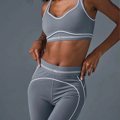 Women's Air Heart Throb Bra Legging Fitness Yoga Set Tight Pants Shoulder Straps Comfortable Bra Built in Chest Mat Sportswear