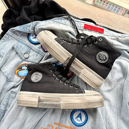 Nouvelles chaussures en toile vintage Man High Top Plateforme Skateboard Chaussures Hommes Streetwear Streetwear Men Vulcanize Chaussures Zapatillas de Lona