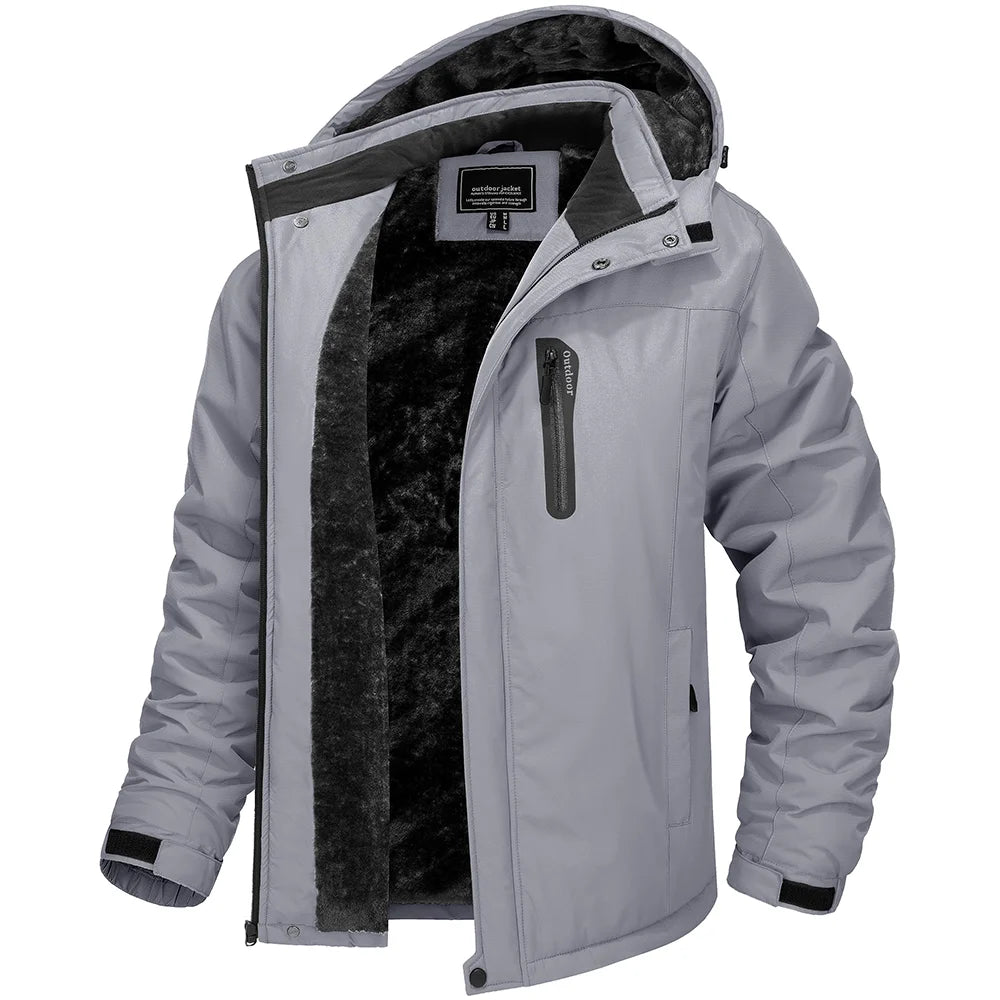 TACVASEN Winter Thicken Fleece Jacket Mens Waterproof Hiking Skiing Jackets Outdoor Mountain Trekking Windbreaker Parka Male