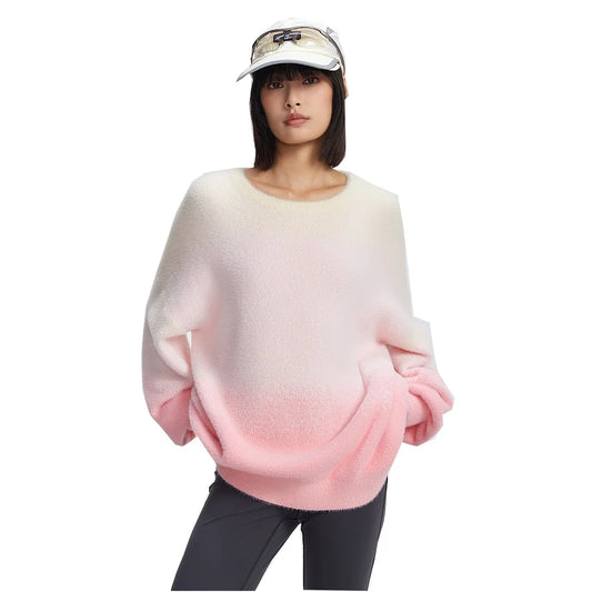 Metersbonwe Women's Long-Sleeved Sweater Jumper Gradient Color Round Collar Regular Soft Pullover Commuter Sweet Girl Winter