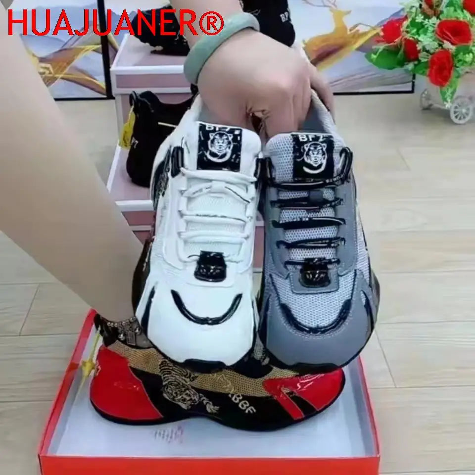 Nieuwe mannen dames sport gunstige tijger borduurwerk ademend low-top rode kleur bijpassende veter sneakers kleine witte schoenen