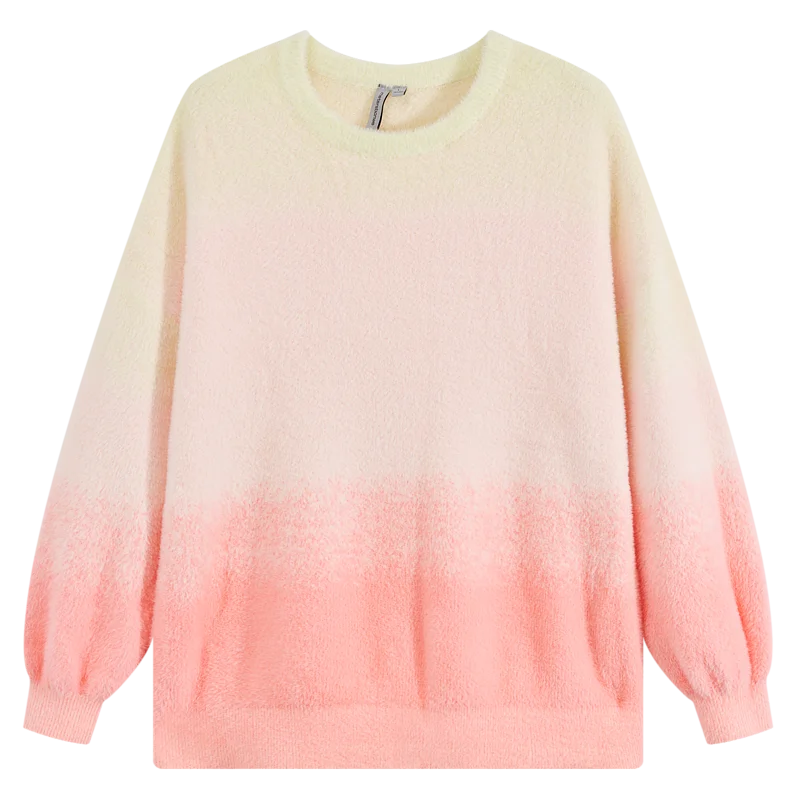 Metersbonwe Women's Long Swater Jumper Gradient Color Collar Round Collar Regular Pullover morbido per pendolare Sweet Girl Winter Inverno