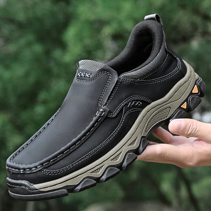 New Trend Men Genuine Leather Loafers Spring Autumn Hiking Shoes Stylish Outdoor Casual Shoes Cowhide Man Slip on Shoe Moccasins