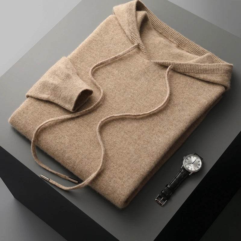 Cashmere femenino de hombres con capucha de una pieza lista para usar 100% Merino Wool Knited Swein Winter Winter informal Top Long Long
