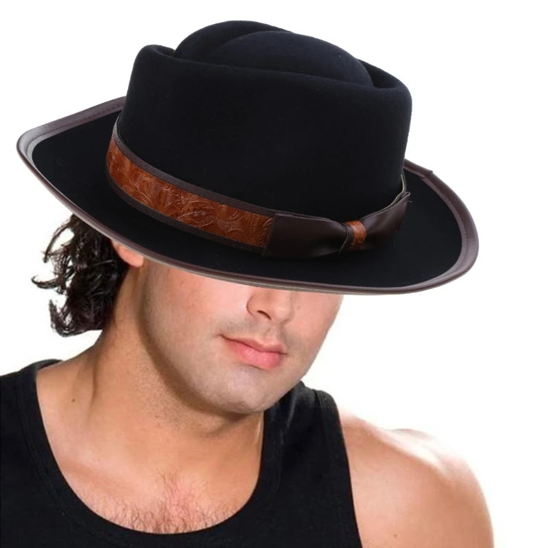 Wool Fedora Boater Hat with Bow Short Brim Hat for Women Photo Props Western Fedora for Women Unisex Wear