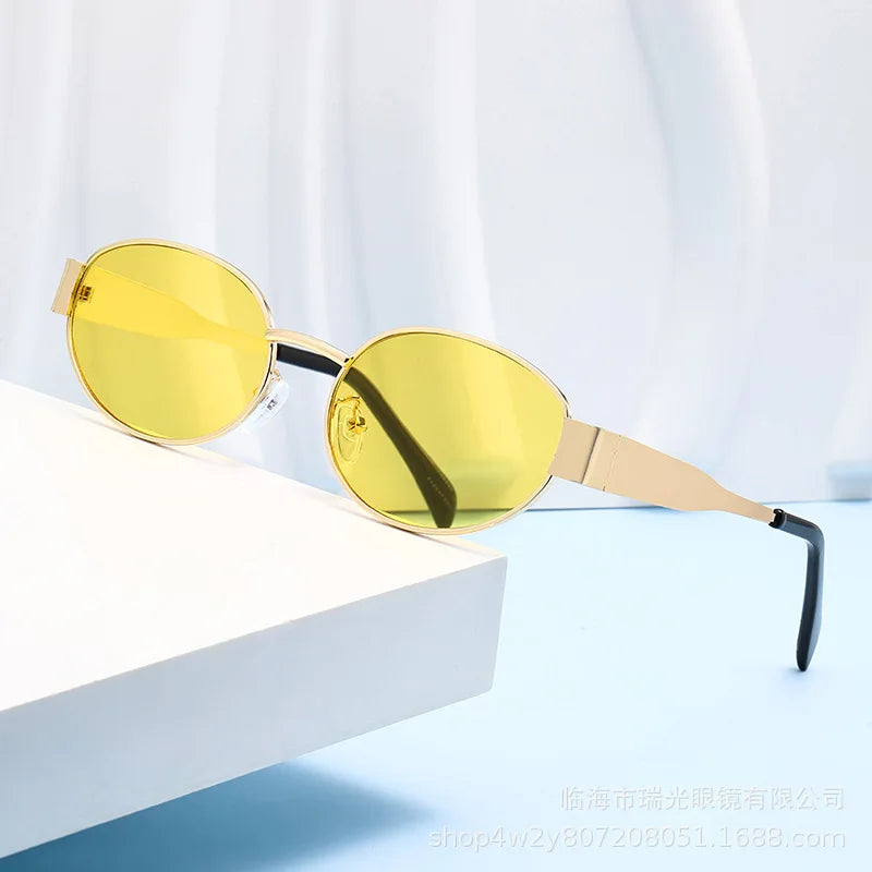 Fashion Oval Sunglasses Women Retro Trend Outdoor Metal Sun Glasses High Quality Classic Men Luxury Brand Eyewear UV400 Goggles