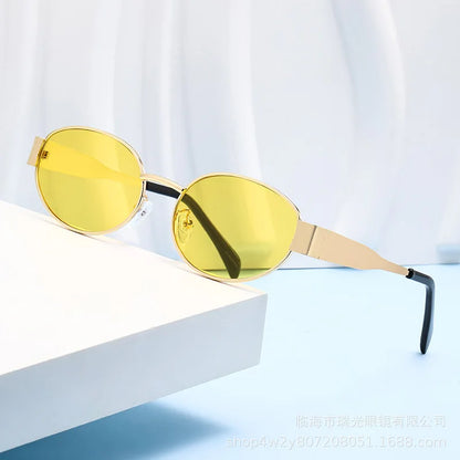 Fashion Oval Sunglasses Women Retro Trend Outdoor Metal Sun Glasses High Quality Classic Men Luxury Brand Eyewear UV400 Goggles