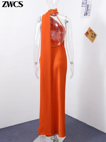Panglici elegante din satin rochie de petrecere halter sexy feminin fără spate de pe umăr Rochii fără mâneci 2025 Rochii de seară de vară noua doamnă