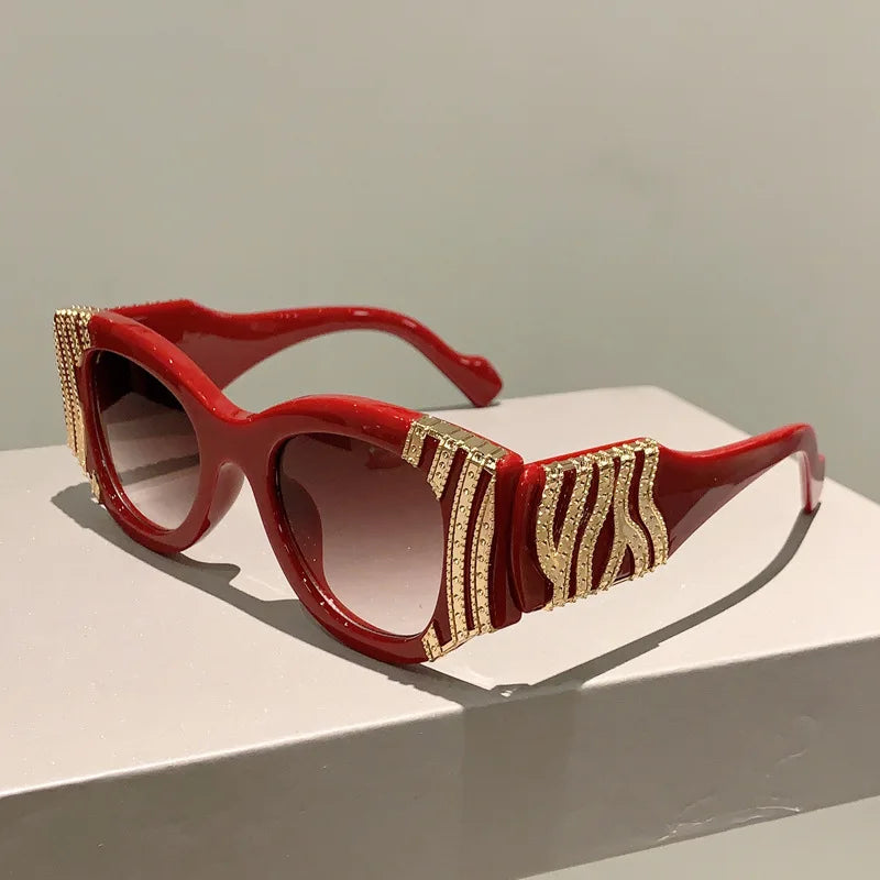 Velké rámové kočičí oční sluneční brýle Ženy módní vintage trendy trendy sluneční brýle punkové nadměrné luxusní značky návrhář značky sexy dámy odstíny
