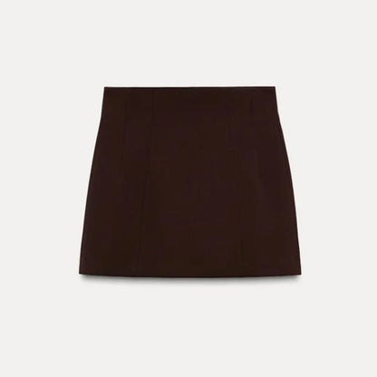 Mini-saia elegante de Blazer Coat Desenta Mulheres Marrom ombro marrom