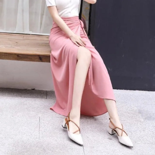 Women Floral Print Chiffon Long Skirt Summer New Stylish Midiskirt One-Piece Lace-up Wrap Skirt Holiday Suntan Beach Skirts Sexy