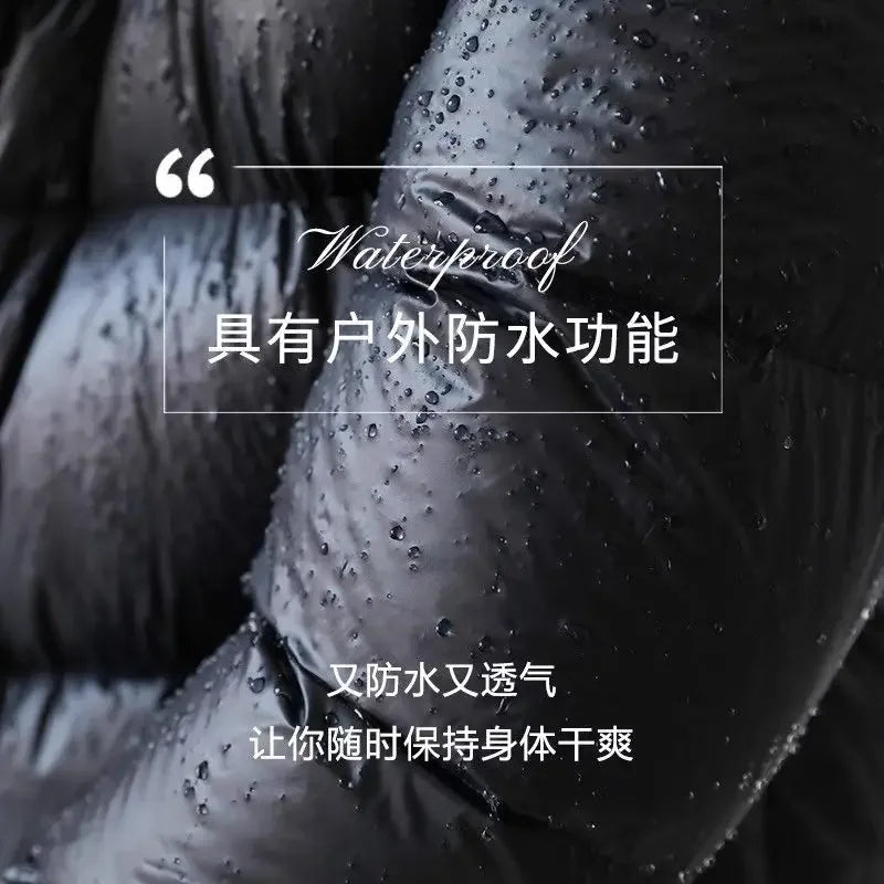 Winter Fall Woman Warm Thick Hooded High Waisted White Duck Feather Down Coat , Woman Black Coats with A Hood