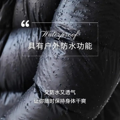 Winter Fall Woman Warm Thick Hooded High Waisted White Duck Feather Down Coat , Woman Black Coats with A Hood