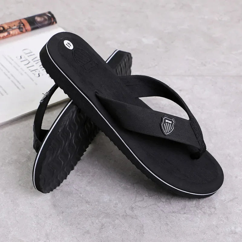 Casual Slippers For Men Flip Flops Beach Sandals Summer Non-Slip Fashion Flat Slides Outdoor Slippers Indoor House Shoes Male
