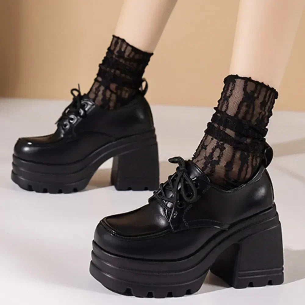 Zapatos Lolita para mujeres Mary Jane Nuevo mocasador Estudiantes de niñas Jk Talones altos zapatos de plataforma Cosplay zapatos femeninos