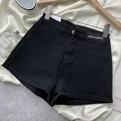 Pantaloni scurți din denim pentru femei cu talie înaltă 2022 Etichetă subțire de pantaloni calzi cu picioare drepte