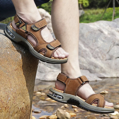 Men de verano Sandalias Genina cuero zapatos casuales zapatos de cuero para hombres para hombres zapatos de playa zapatos para hombres romanos zapatos