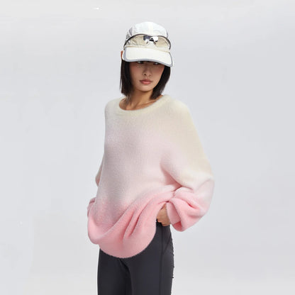 Metersbonwe Women's Long Swater Jumper Gradient Color Collar Round Collar Regular Pullover morbido per pendolare Sweet Girl Winter Inverno